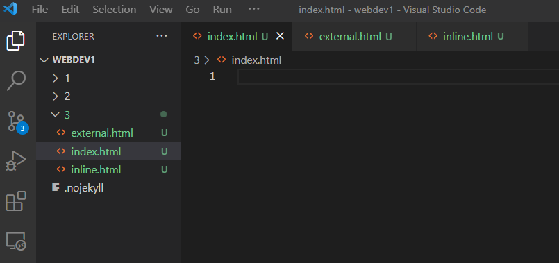 index.html, inline.html, and external.html files