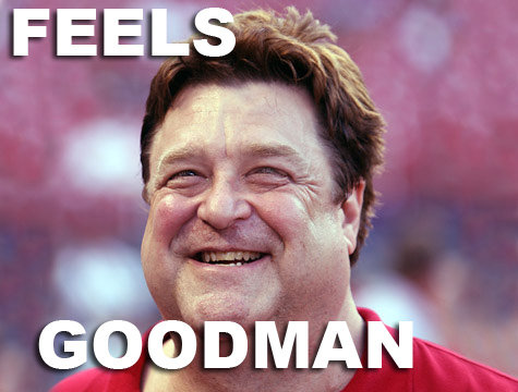 John Goodman smiling with the text 'Feels Goodman'