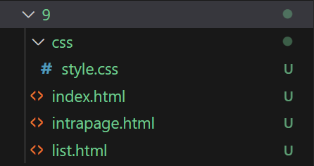 folders and files for practice exercise 9
