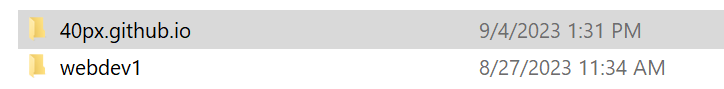 Shows '40px.github.io' folder in Windows